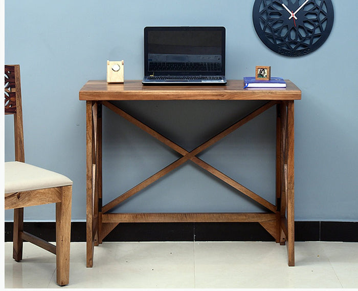 Damascus Solid Wood Study Table Cum Console Table - Study Table - Furniselan - Rustic-Teak-Finish