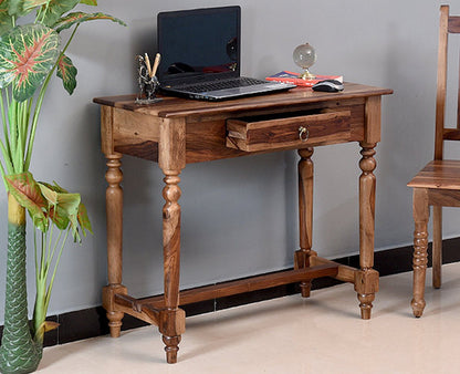 Davao Solid Wood Study Table with One Drawer - Study Table - Furniselan - Rustic-Teak-Finish