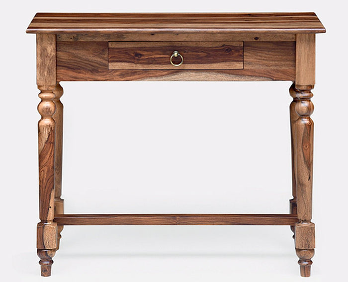 Davao Solid Wood Study Table with One Drawer - Study Table - Furniselan - Rustic-Teak-Finish