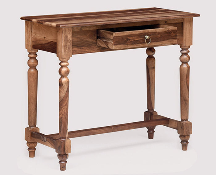 Davao Solid Wood Study Table with One Drawer - Study Table - Furniselan - Rustic-Teak-Finish