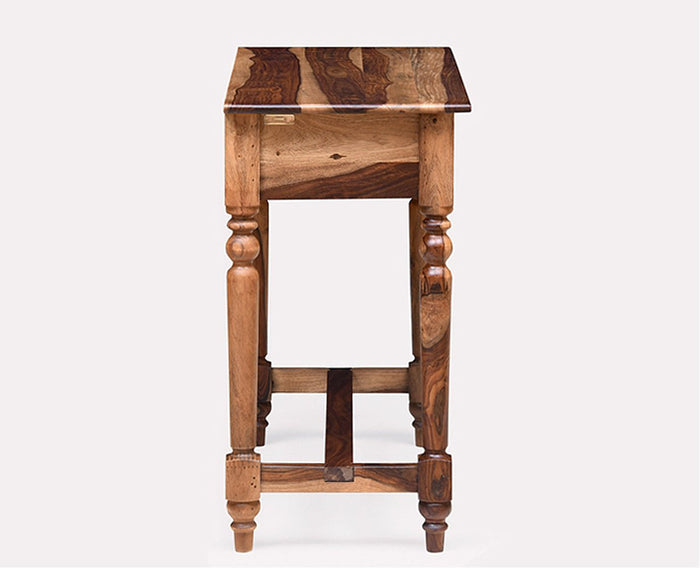 Davao Solid Wood Study Table with One Drawer - Study Table - Furniselan - Rustic-Teak-Finish