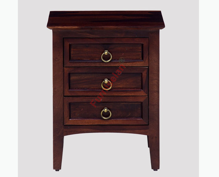 Donetsk Solid Wood Three Drawers Bedside Table - Bedside Table - Furniselan-Rosewood-Fine-Finish