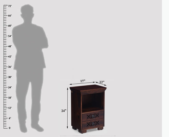 Douala Solid Wood Two Drawers Bedside Table - Bedside Table - Furniselan-Rosewood-Fine-Finish