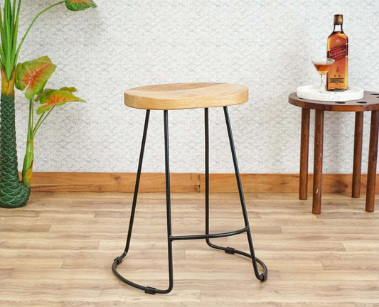 Dublin Solid Wood Kitchen Stool Bar Stool in Natural Finish Furniselan - Natural-Finish