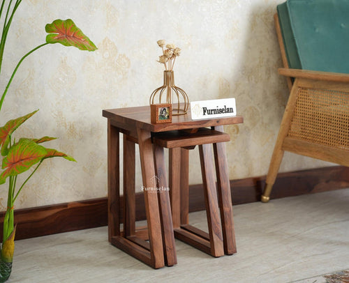 Eric End Table Set Furniselan Rustic Teak Finish