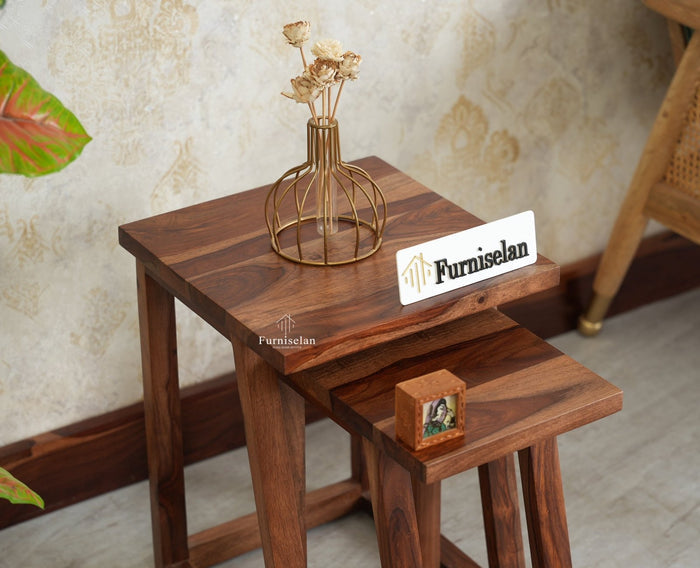 Eric End Table Set Furniselan Rustic Teak Finish