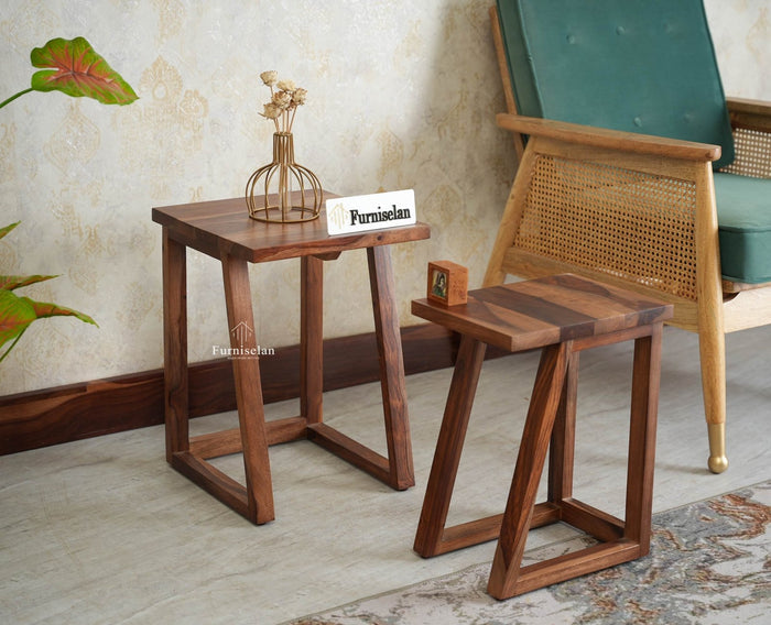 Eric End Table Set Furniselan Rustic Teak Finish