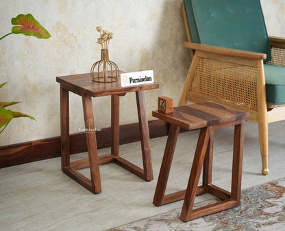 Eric End Table Set Furniselan Rustic Teak Finish