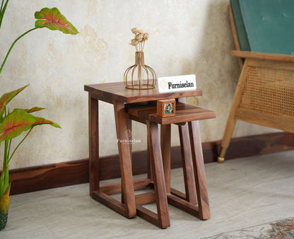 Eric End Table Set Furniselan Rustic Teak Finish