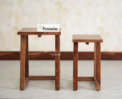 Eric End Table Set Furniselan Rustic Teak Finish