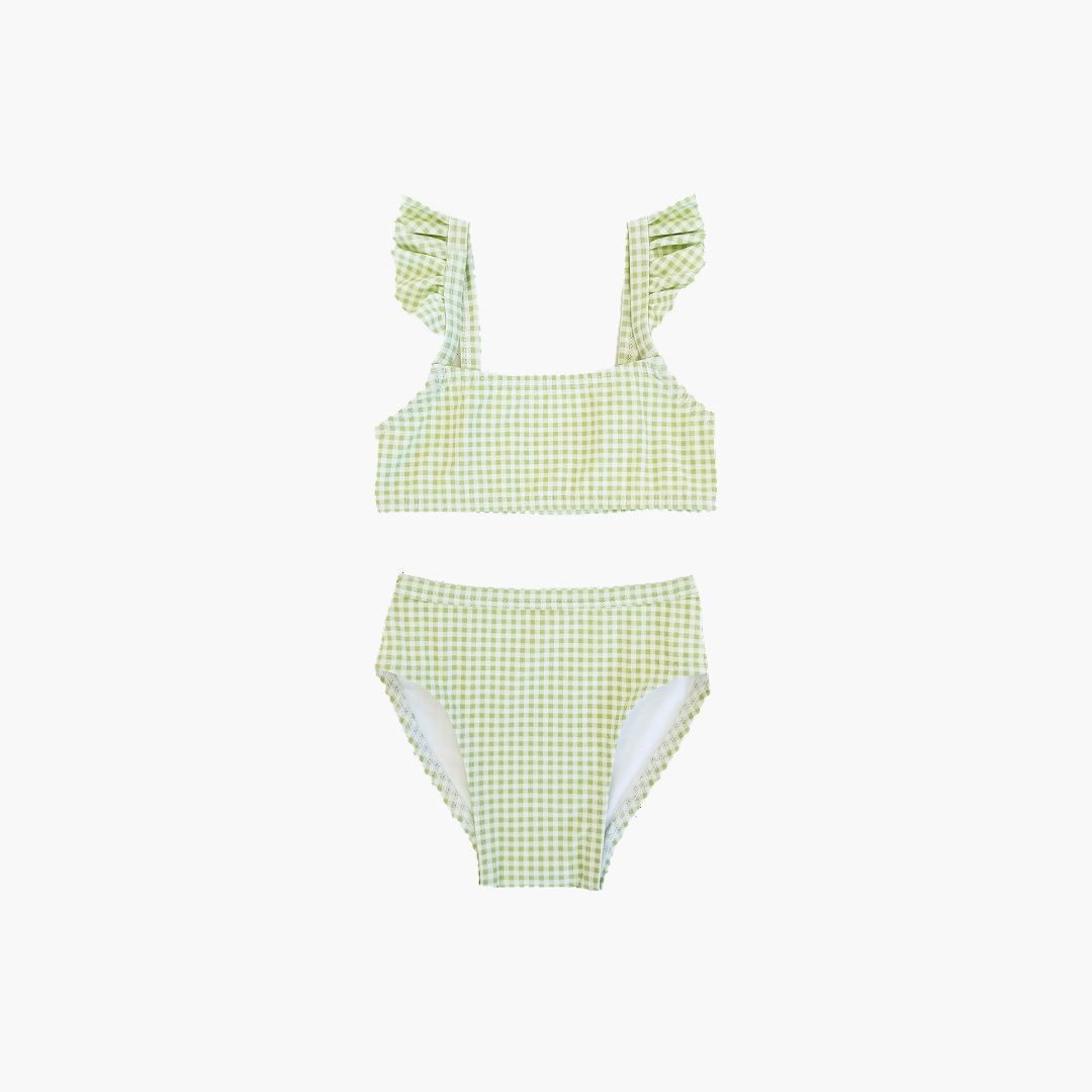 The Tiny Jordan Bikini Set - Lime Gingham