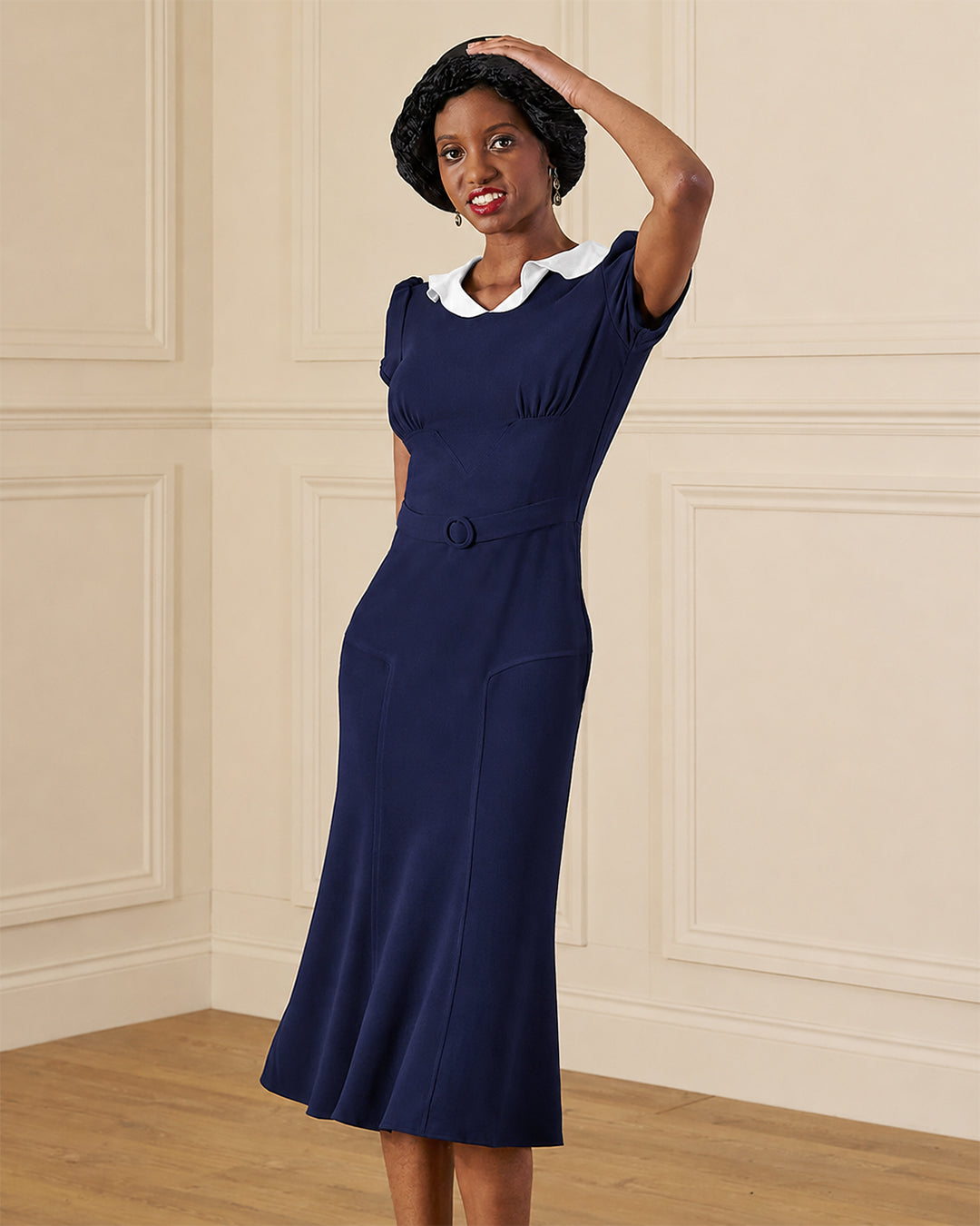 1930s Ginger Dress - Navy