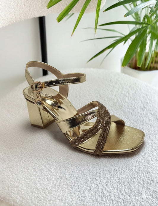 Golden Fancy Sandals For Women