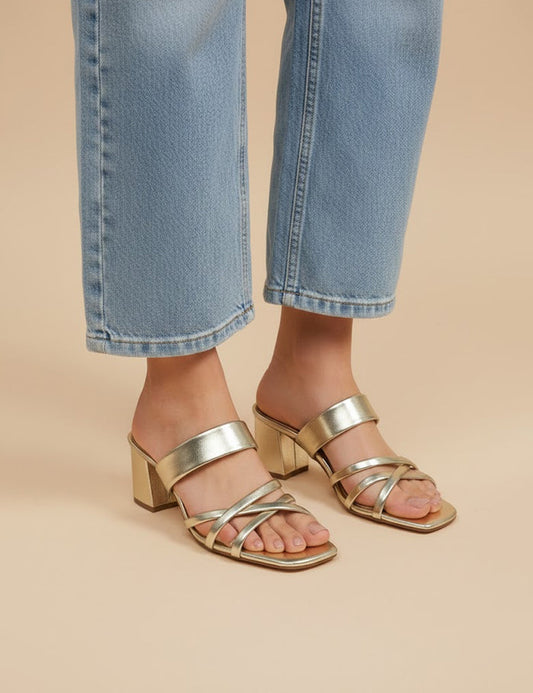 Golden Heel Slippers For Women