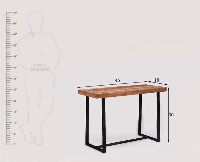 Hefei Solid Wood Study Table Cum Console Table - Study Table - Furniselan - Rustic-Teak-Finish