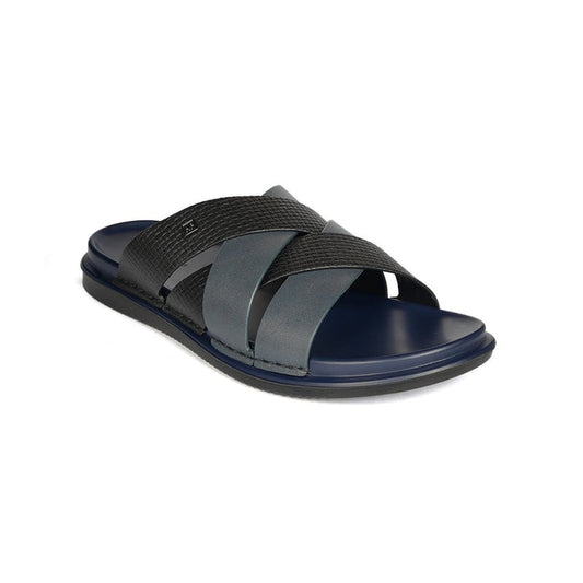 Hush Puppies Black & Blue Two-Strap Sandal with Textured Strap