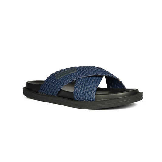 Hush Puppies Blue Woven Sandal with Crisscross Straps