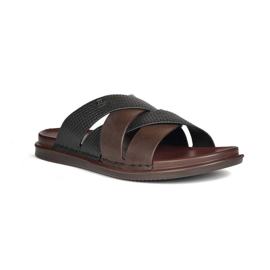 Hush Puppies Brown & Black Two-Strap Sandal with Textured Strap