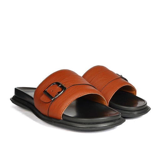 Hush Puppies Brown Buckle-Accent Sandal with Flat Comfort Sole