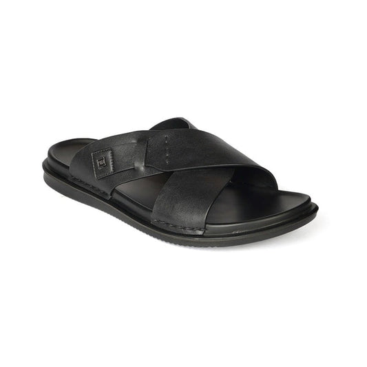 Hush Puppies Brown Leather Sandal with Criss-Cross Straps and Logo Detail