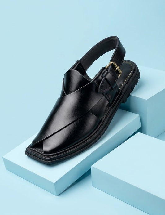 Kids Black Peshawari Sandals