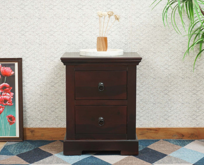 Kollam Two Drawer Bedside Table Furniselan-Rosewood-Fine-Finish