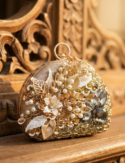 Luxury Kundan Clutch Bag stone Evening Purse