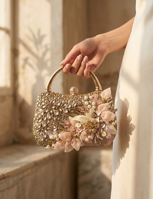 Luxury Kundan Clutch Bag stone Evening Purse