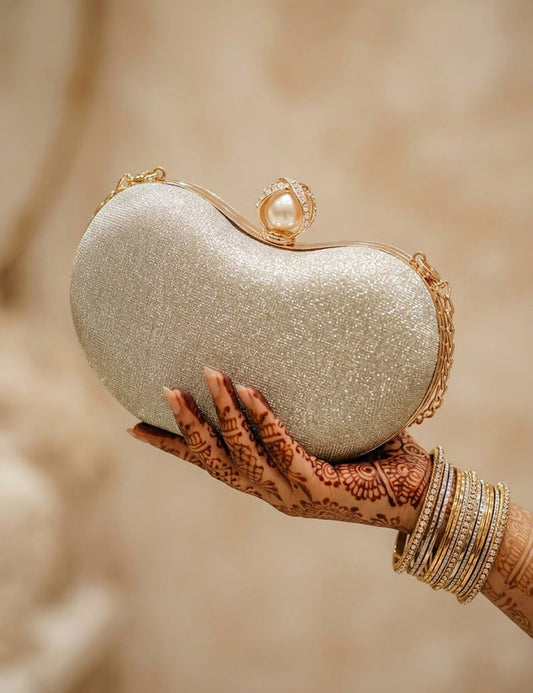 Luxury Pearl Heart Evening Clutch