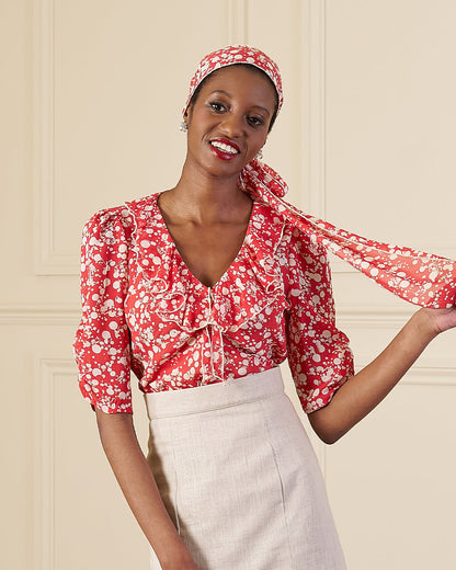1930s Maddy Blouse - Red Confetti