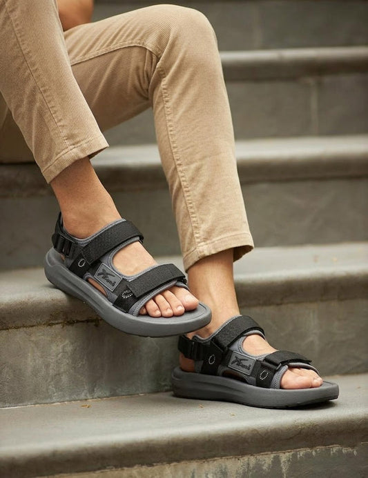 Men’s Grey Adjustable Slide Sandals