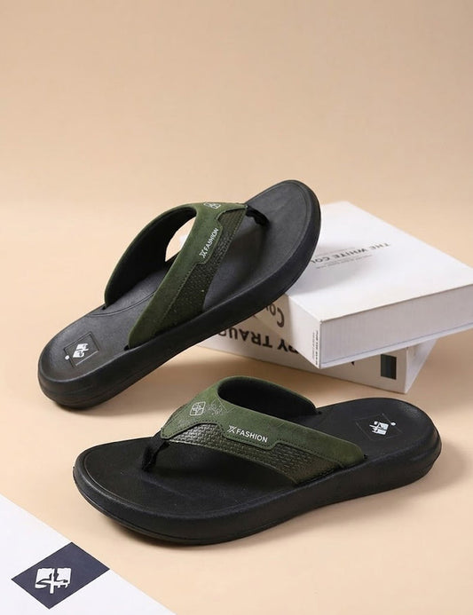 Men’s Summer Flip Flops – X FASHION Green Black Slides