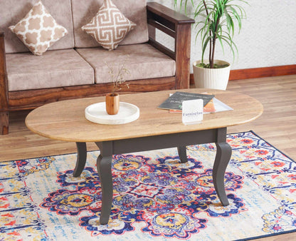 Mumbai Solid Wood Oval Coffee Table - Coffee Table - Furniselan - Slate-Grey