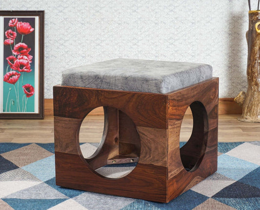 Nagpur  Stool Ottoman Poufee Furniselan - Grey-Finish
