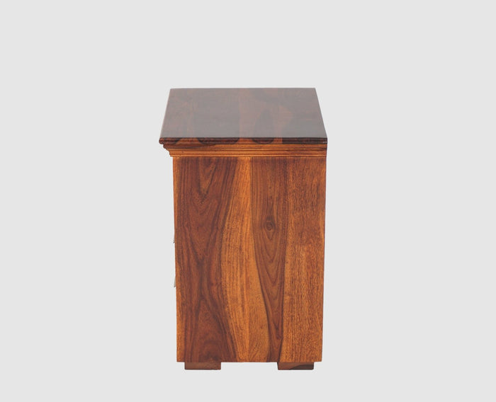 Rome Solid Two Drawer Bedside Table with open Shelve - Bedside Table - Furniselan-Maple-Finish