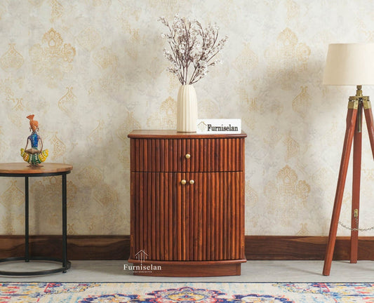 Rome Wooden Bedside Table Two and One Drawer Furniselan Brown Finish