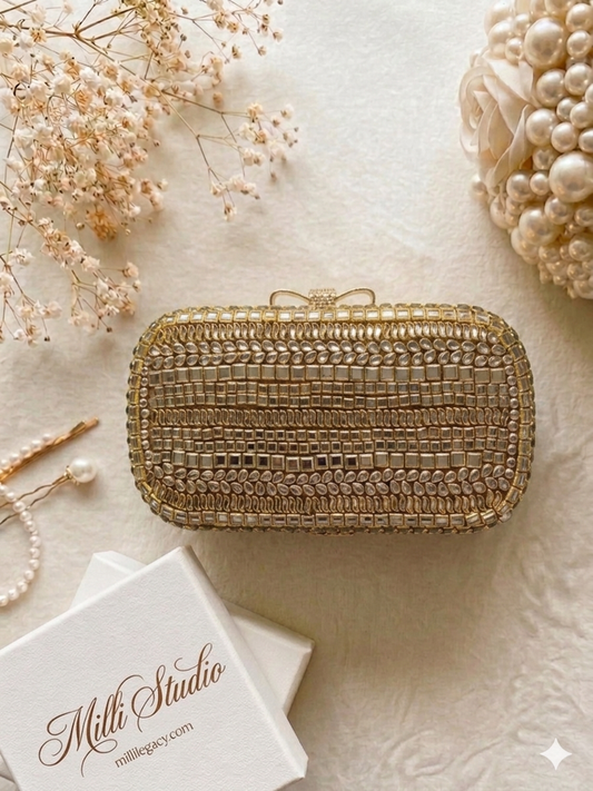 Royal Kundan & Mirror Work Handcrafted Clutch