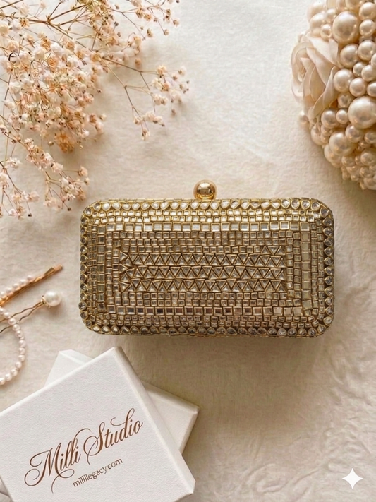 Royal Kundan & Mirror Work Handcrafted Clutch