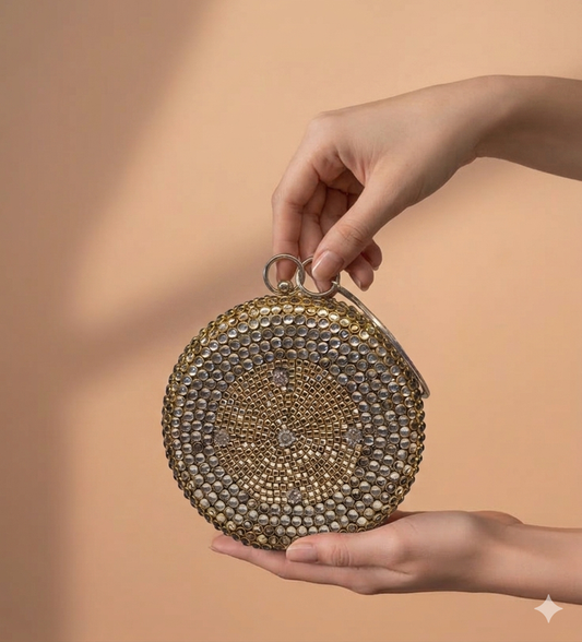 Royal Kundan & Mirror Work Handcrafted Clutch