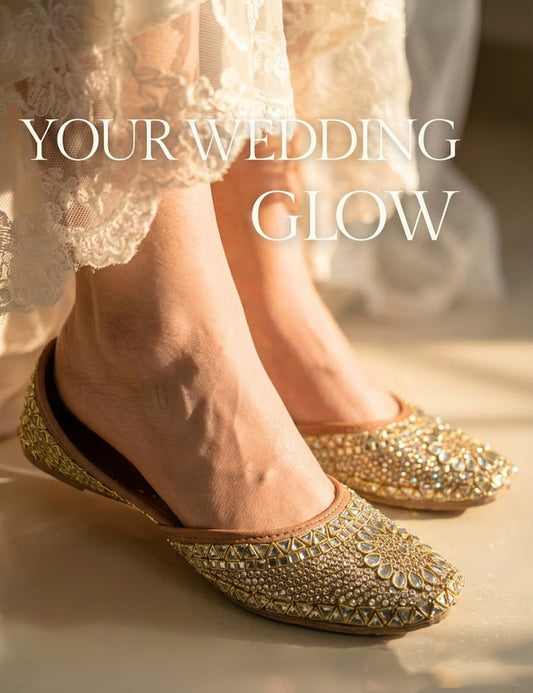 Signature Bridal Glow: Artisanal Crystal Khussa